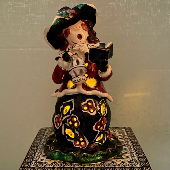 VINTAGE HEATHER GOLDMINC FOR BLUE SKY CORP CAROLER CERAMIC TEALIGHT HOLDER 2001 - Picture 12 of 14
